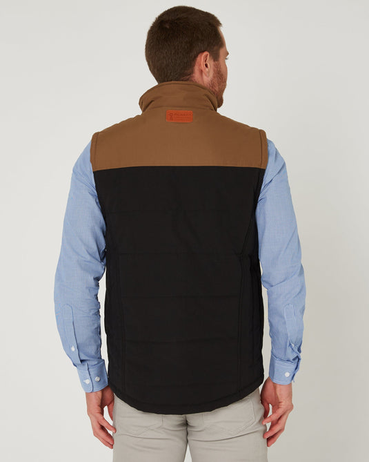 Pilbara Collection Mens Two-Tone Vest - Black/Whisky