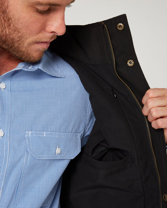 Pilbara Collection Mens Two-Tone Vest - Black/Whisky