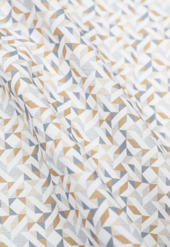 Load image into Gallery viewer, James Harper Mens Long Sleeve Peached Cotton Poplin Geo Print Sand
