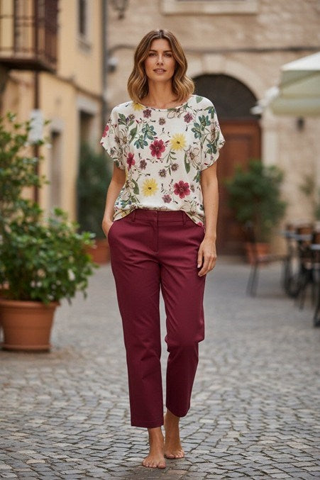Load image into Gallery viewer, Equinox Womens Lily Print Short Sleeve Top
