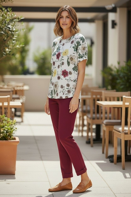 Equinox Womens Lily Print Short Sleeve Top