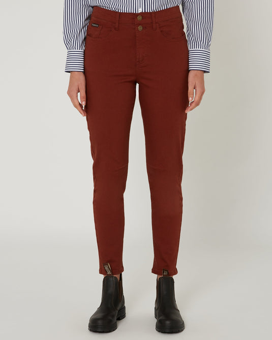 Pilbara Bella Cotton Stretch Capri Jeans - Redwood