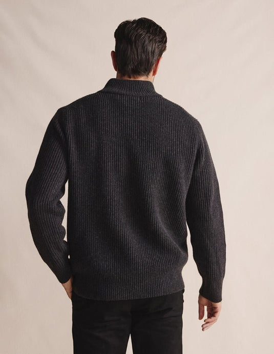S. Kidman Mens Bright Quarter Zip Knit - Charcoal