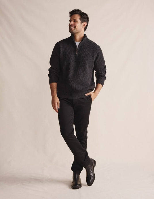 S. Kidman Mens Bright Quarter Zip Knit - Charcoal