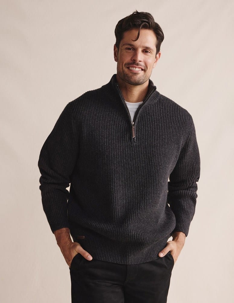 Load image into Gallery viewer, S. Kidman Mens Bright Quarter Zip Knit - Charcoal
