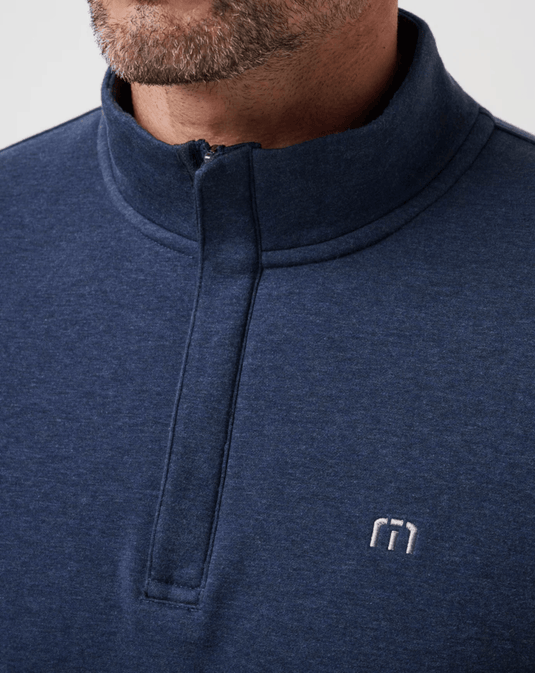 Travis Mathew Mens Cloud Quarter Zip 2.0 - Blue Heather