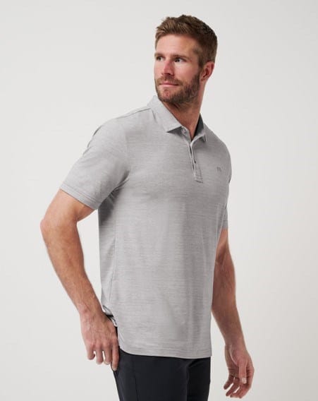 Travis Mathew Mens The Heater Polo - Heather Mircochip