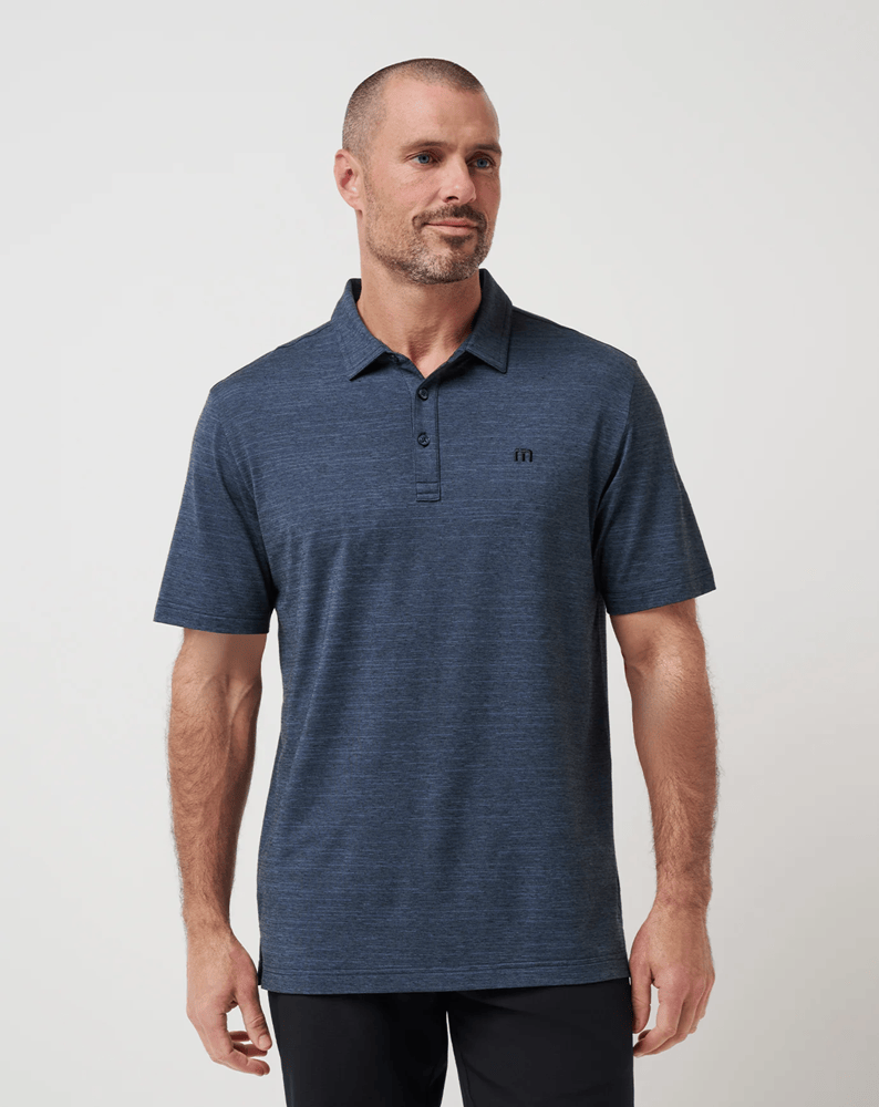 Load image into Gallery viewer, Travis Mathew Mens The Heather Polo - Vintage Indigo/Black
