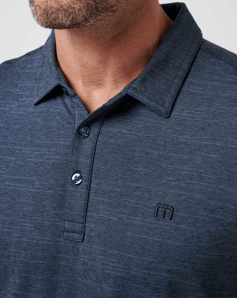 Load image into Gallery viewer, Travis Mathew Mens The Heather Polo - Vintage Indigo/Black
