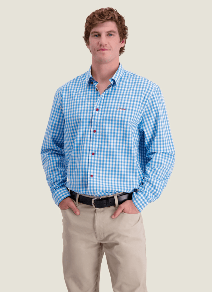 Load image into Gallery viewer, S. Kidman Mens Holstein Long Sleeve Shirt - Pale Blue
