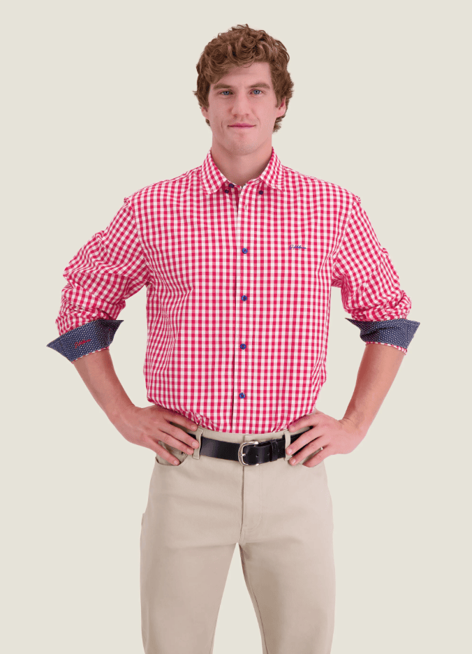 Load image into Gallery viewer, S. Kidman Mens Holstein Long Sleeve Shirt - Red
