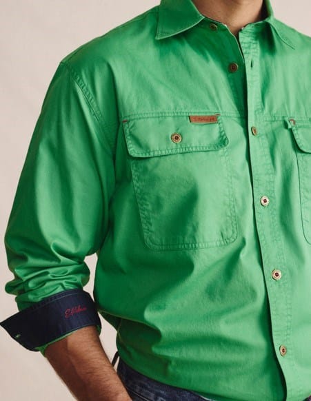 S. Kidman Mens Armstrong Full Placket Work Shirt - Green
