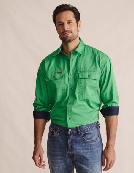S. Kidman Mens Armstrong Full Placket Work Shirt - Green