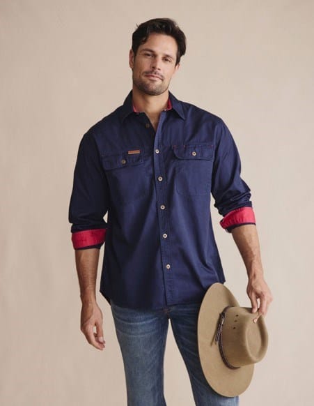 S. Kidman Mens Armstrong Full Placket Work Shirt - Navy