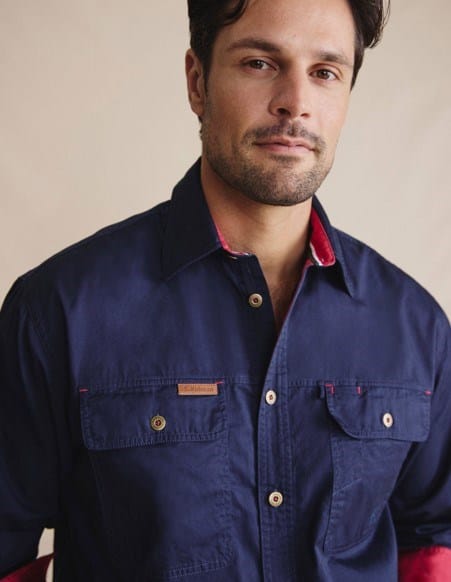 S. Kidman Mens Armstrong Full Placket Work Shirt - Navy