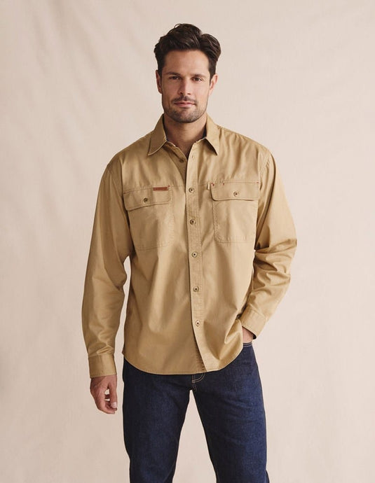 S. Kidman Mens Armstrong Full Placket Work Shirt - Tannin