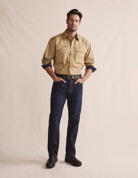 S. Kidman Mens Armstrong Full Placket Work Shirt - Tannin
