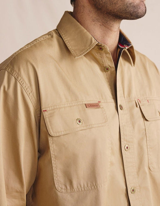 S. Kidman Mens Armstrong Full Placket Work Shirt - Tannin