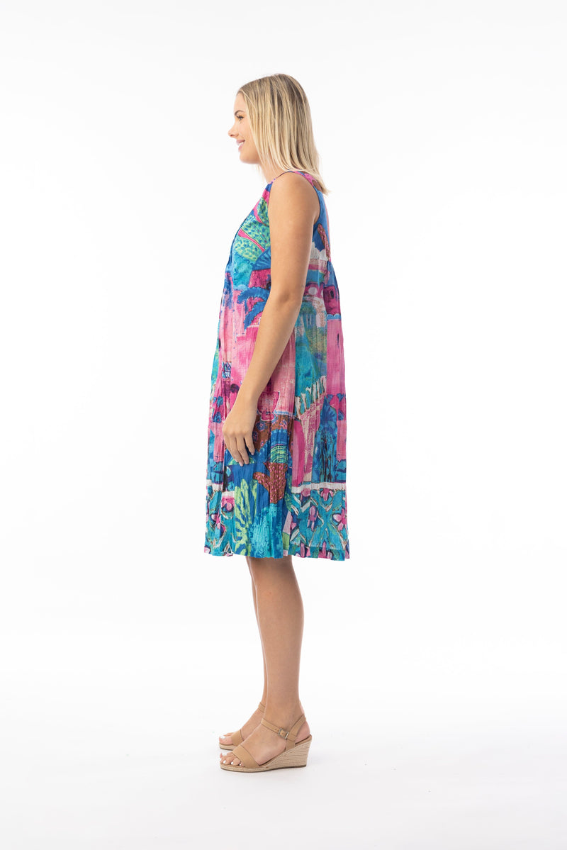 Load image into Gallery viewer, Orientique Womens Printed Cotton Dress V Pleated
