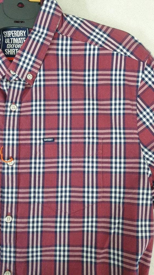 Superdry Mens Ultimate UNI Oxford Shirt - Red Check Colour