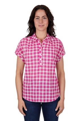 Load image into Gallery viewer, Thomas Cook Womens Ruby Check Short Sleeve Shirt
