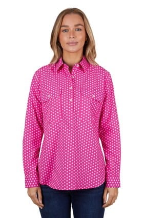 Hard Slog Womens Kelly 1/2 Placket Long Sleeve Shirt