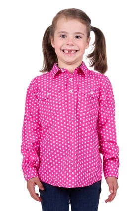 Hard Slog Girls Kelly 1/2 Button Shirt