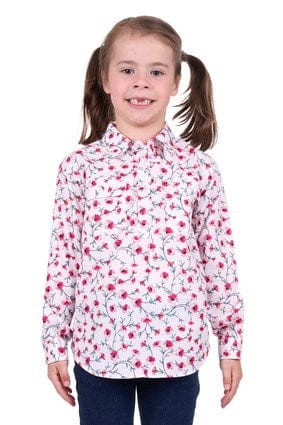 Hard Slog Girls Pearl 1/2 Button Long Sleeve Shirt