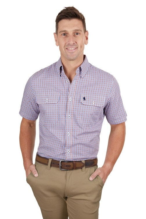 Load image into Gallery viewer, Thomas Cook Mens Brett Check 2-Pocket Short Sleeve Shirt
