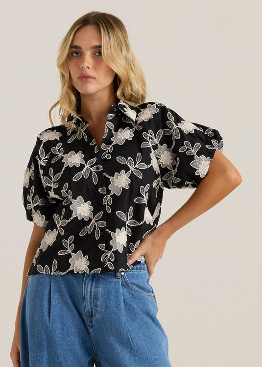 Sass Marlowe Bubble Sleeve Blouse