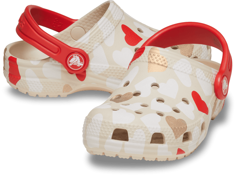 Load image into Gallery viewer, Crocs Toddlers Classic Heart Print Clog - Sandstone
