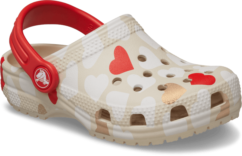 Load image into Gallery viewer, Crocs Toddlers Classic Heart Print Clog - Sandstone
