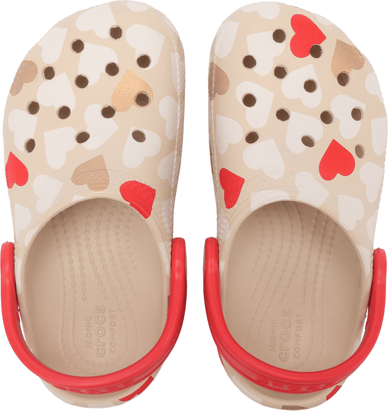 Load image into Gallery viewer, Crocs Toddlers Classic Heart Print Clog - Sandstone
