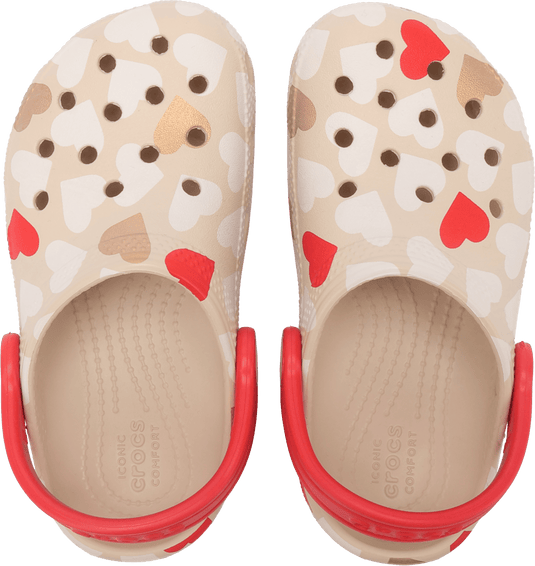 Crocs Toddlers Classic Heart Print Clog - Sandstone