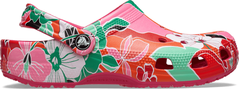 Load image into Gallery viewer, Crocs Classic Woodcut Floral Clog - Dragon Fruit
