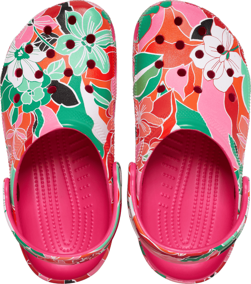 Load image into Gallery viewer, Crocs Classic Woodcut Floral Clog - Dragon Fruit
