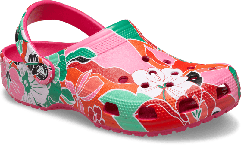 Load image into Gallery viewer, Crocs Classic Woodcut Floral Clog - Dragon Fruit
