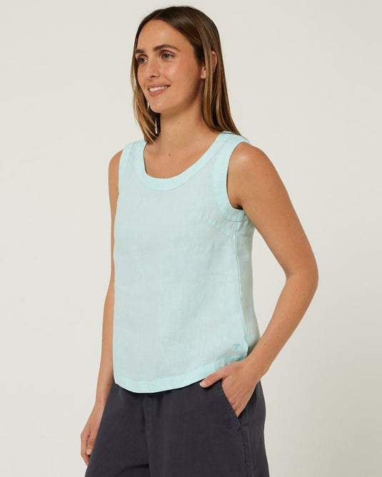 Pilbara Womens Gabriella Linen Top - Olive