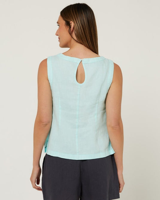 Pilbara Womens Gabriella Linen Top - Olive