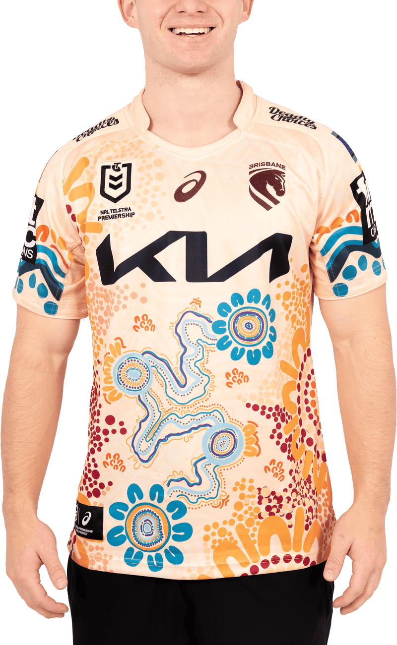 Load image into Gallery viewer, Asics Mens Brisbane Broncos Replica Indigenous Jersey
