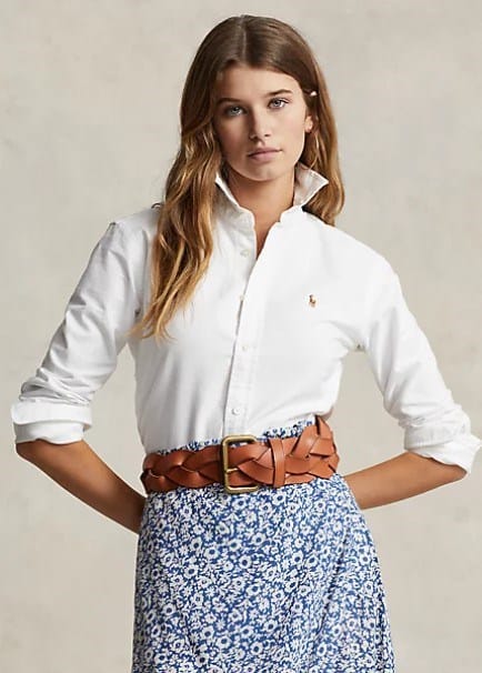 Ralph Lauren Womens Classic Fit Oxford Shirt - Blue/White