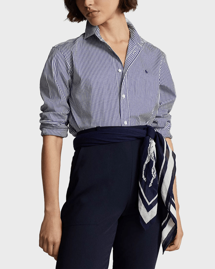Load image into Gallery viewer, Ralph Lauren Womens Striped Shirt - Blue/White
