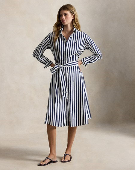 Polo Ralph Lauren Women's Belted Striped Cotton Shirtdress