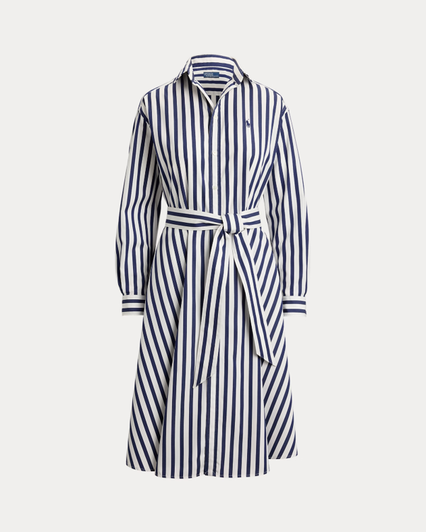 Load image into Gallery viewer, Polo Ralph Lauren Women's Belted Striped Cotton Shirtdress
