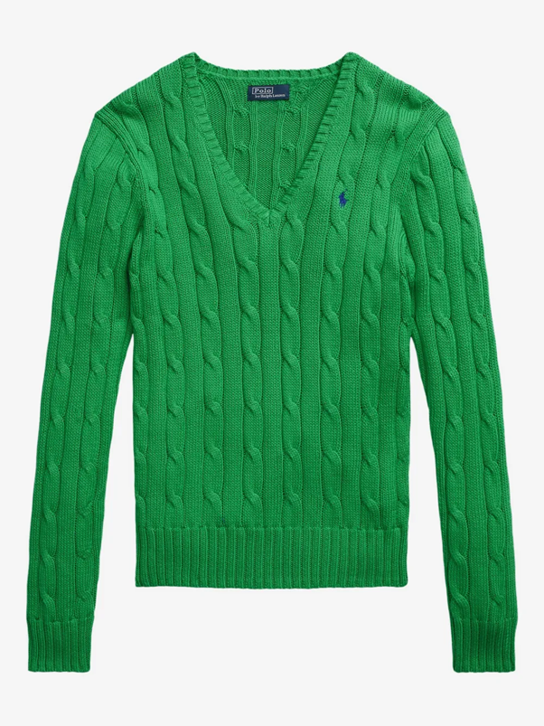 Load image into Gallery viewer, Polo Ralph Lauren Womens Cable-Knit Cotton V-Neck Sweater
