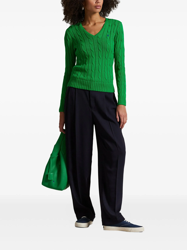 Load image into Gallery viewer, Polo Ralph Lauren Womens Cable-Knit Cotton V-Neck Sweater
