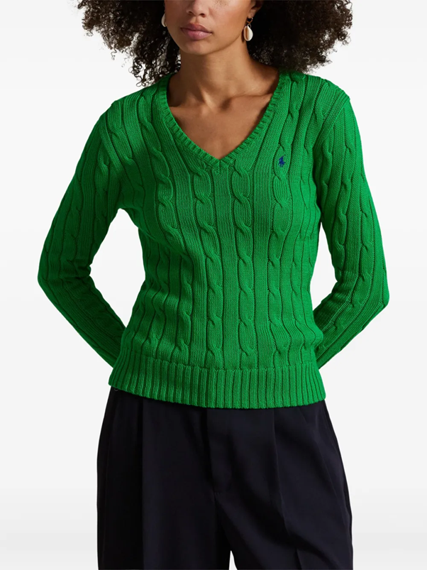 Load image into Gallery viewer, Polo Ralph Lauren Womens Cable-Knit Cotton V-Neck Sweater
