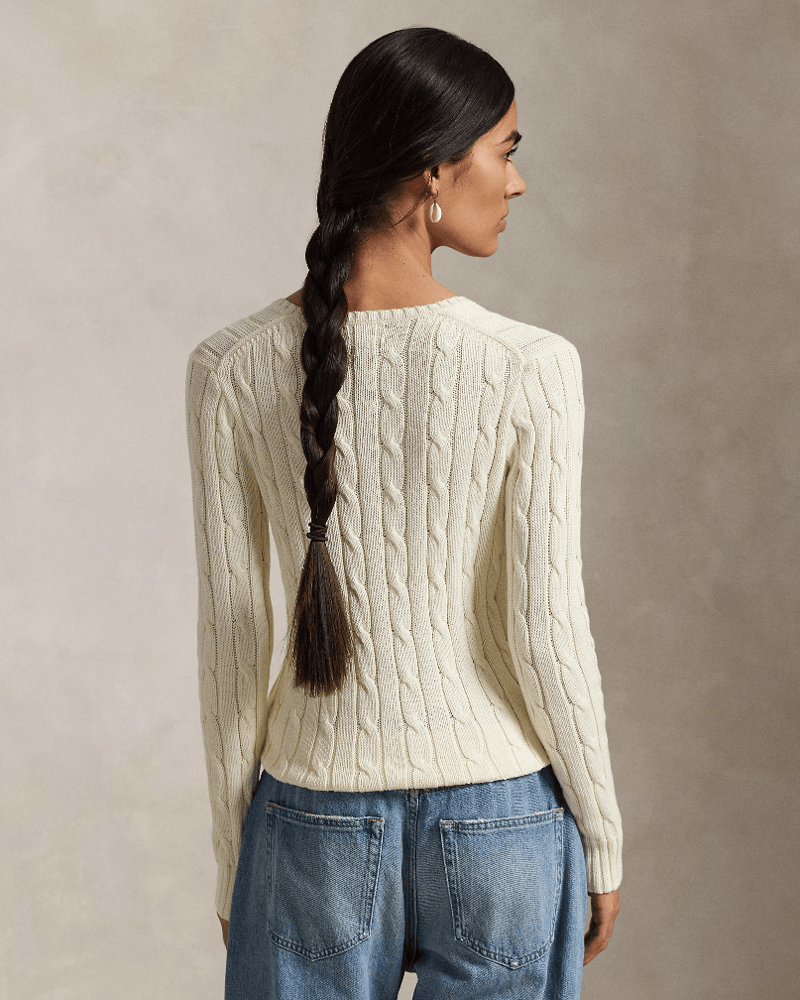 Load image into Gallery viewer, Ralph Lauren Womens Cable-Knit Cotton V-Neck Jumper
