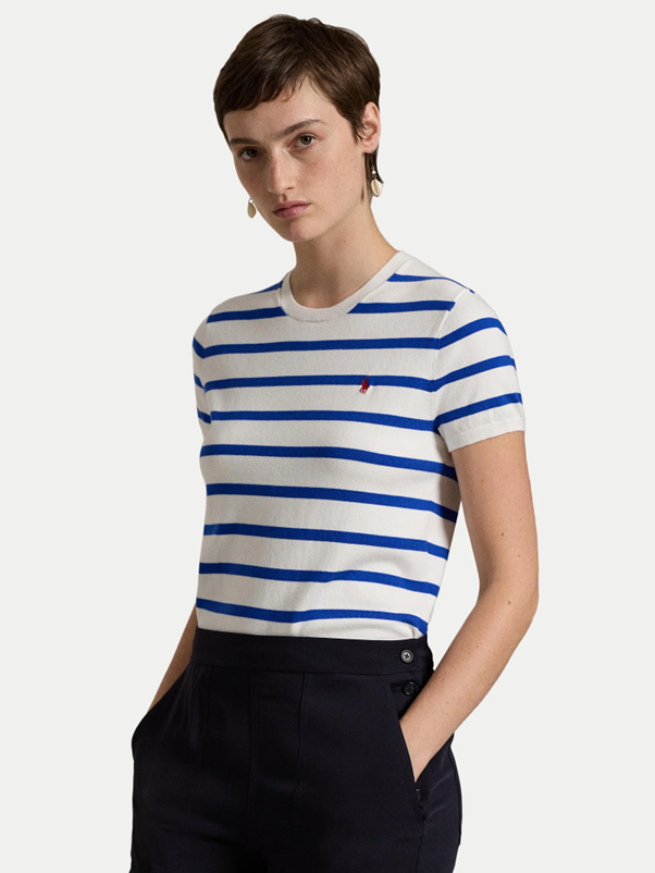 Load image into Gallery viewer, Polo Ralph Lauren Womens Striped Short-Sleeve Sweater
