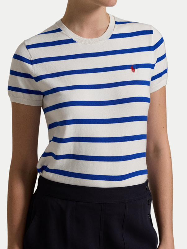 Load image into Gallery viewer, Polo Ralph Lauren Womens Striped Short-Sleeve Sweater
